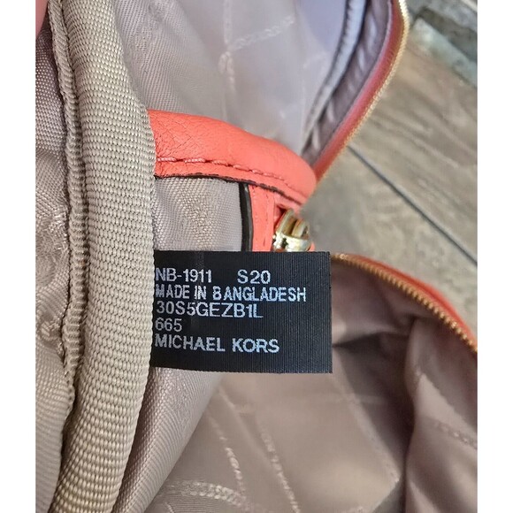 MICHAEL KORS RHEA MEDIUM ZIP Pebbled LEATHER BACKPACK Coral GOLD Hardware READ - Picture 12 of 12